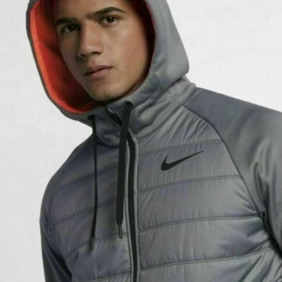 Nike Dri-FIT Gray Full-Zip Hooded Jacket Men’s Large Activewear Winter Warm - Picture 9 of 16